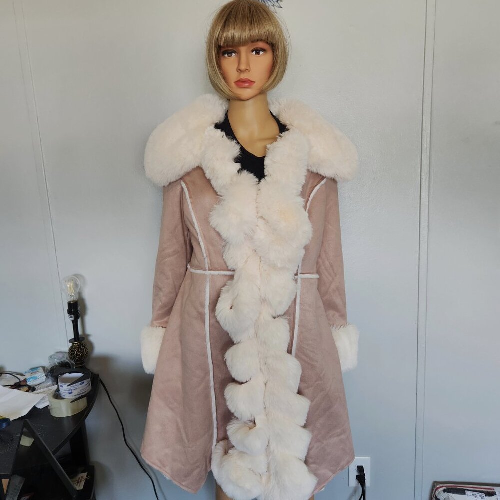 #644 Polyester faux fur coat